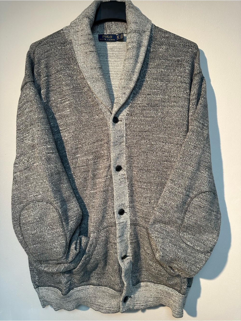 Polo by Ralph Lauren Two-Tone Gray Shawl Collar Cardigan